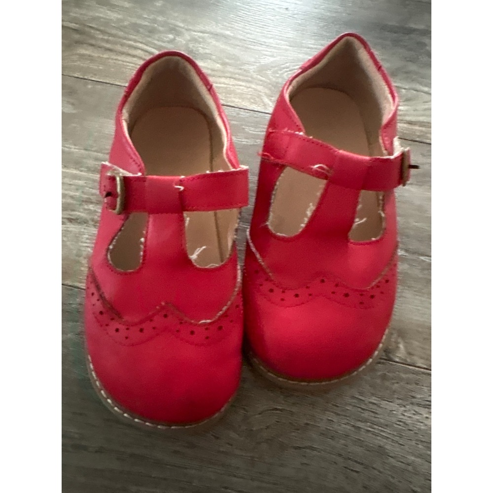 Red T-Strap Brogue Wingtip Shoes for Girls Size 12 ZR106-3